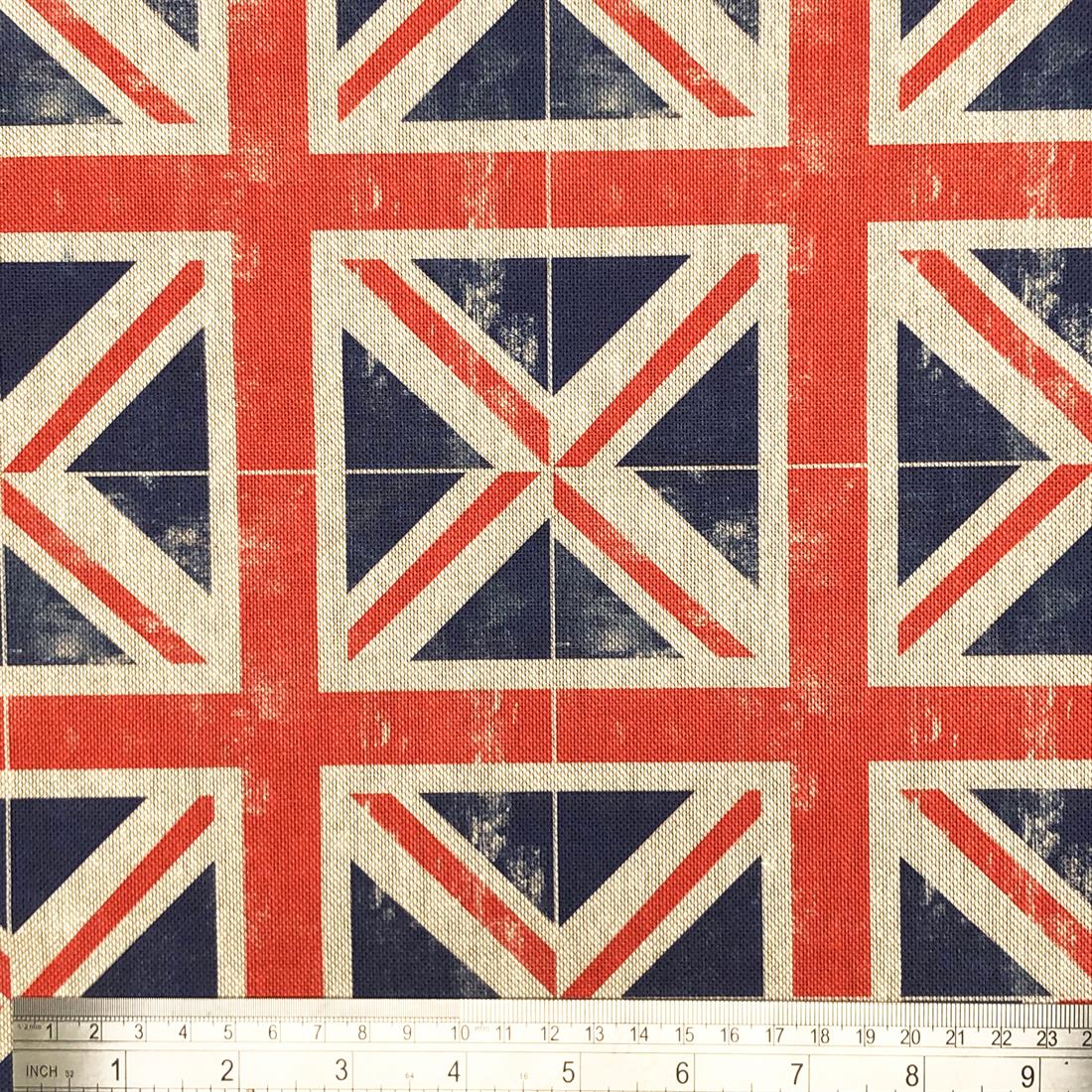 Natural Digital Print Linen Union Jack Panels