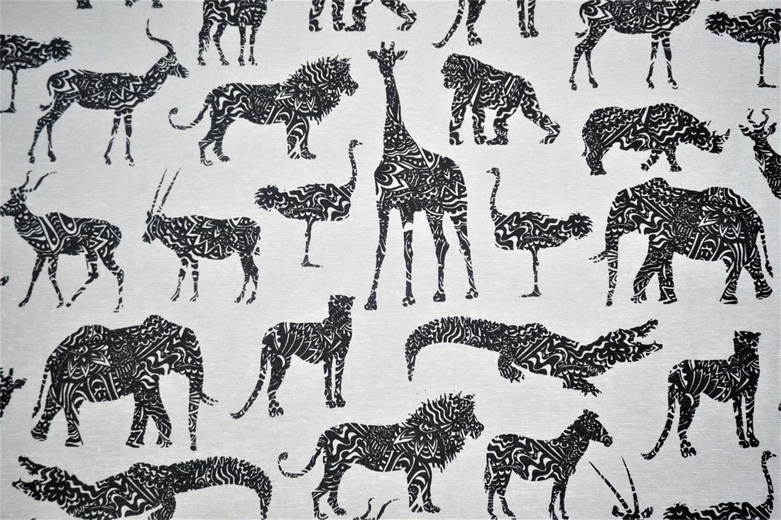 White Wildlife - Quality Cotton Linen Fabric Upholstery Furnishing