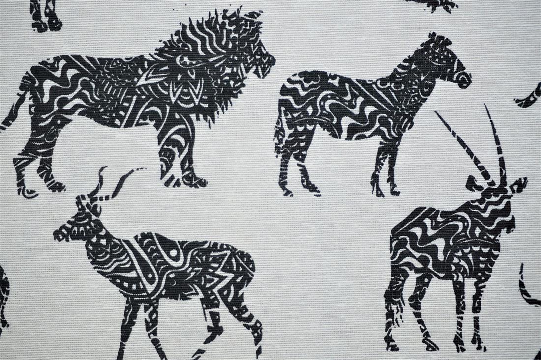 White Wildlife - Quality Cotton Linen Fabric Upholstery Furnishing