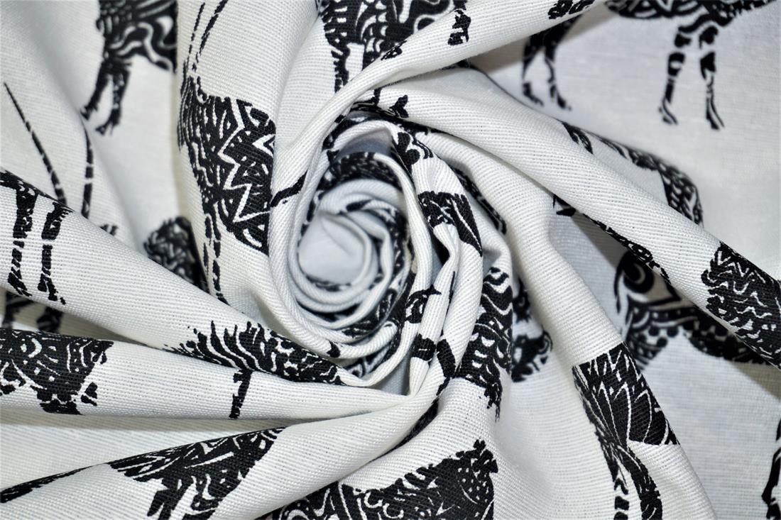 White Wildlife - Quality Cotton Linen Fabric Upholstery Furnishing