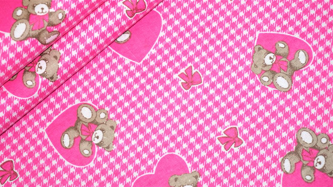 Pink Printed Cotton Bears Winceyette
