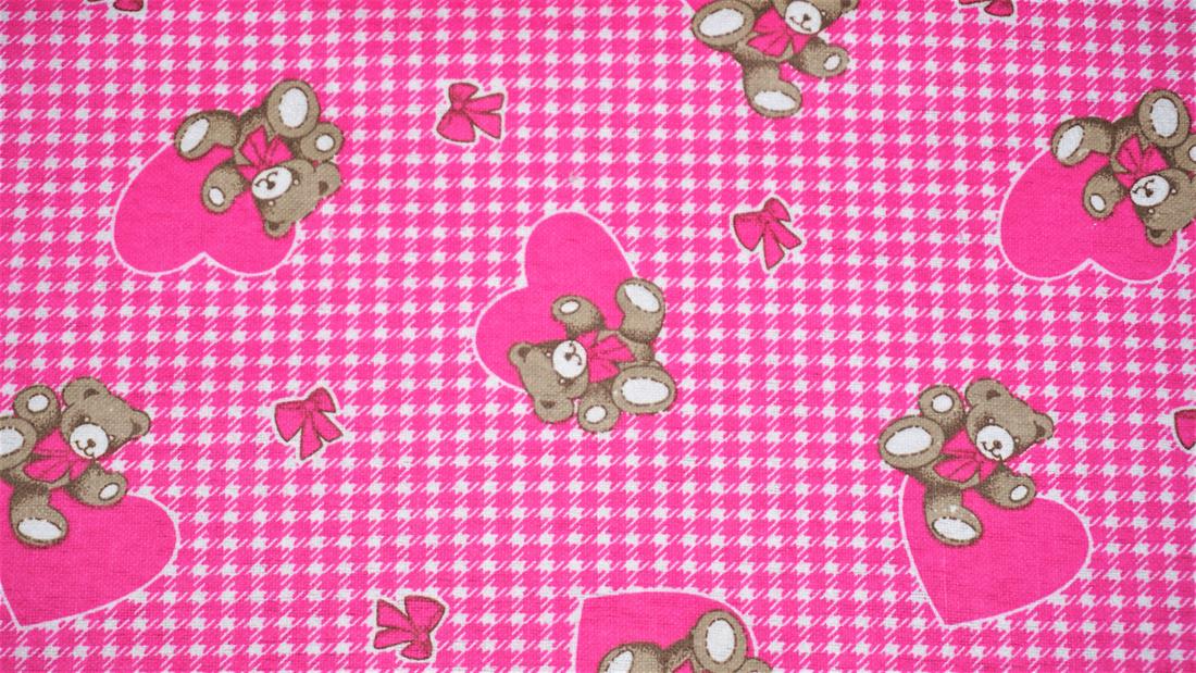 Pink Printed Cotton Bears Winceyette