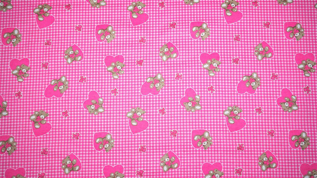 Pink Printed Cotton Bears Winceyette