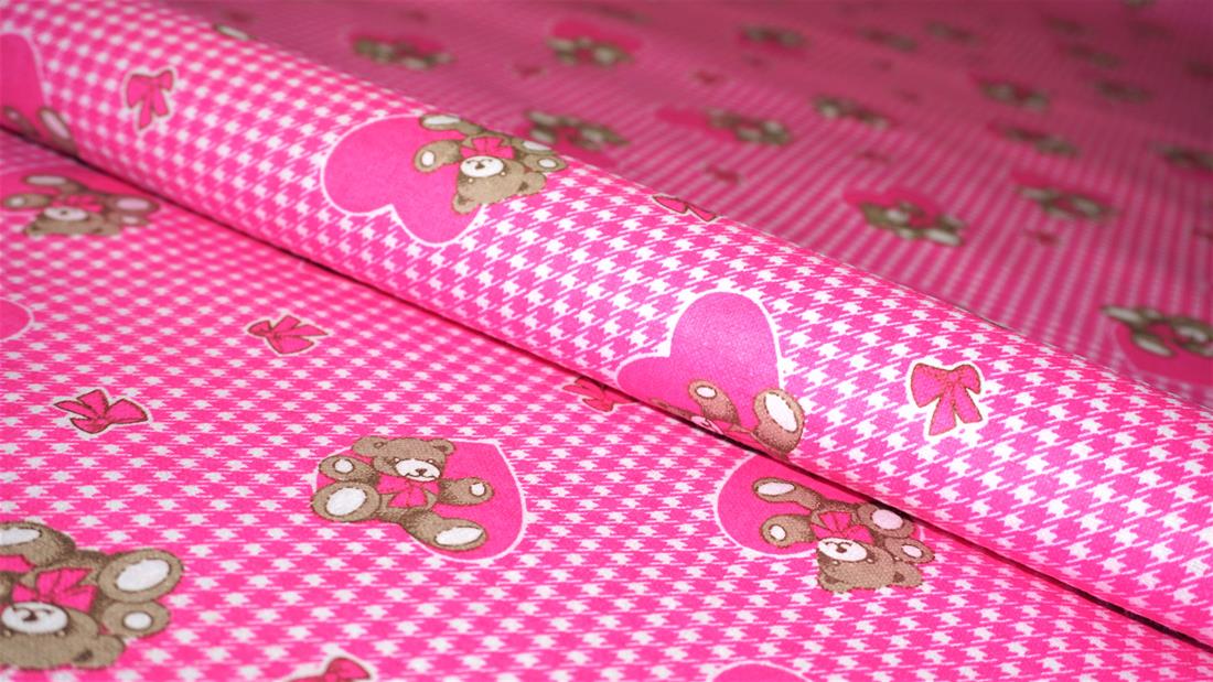 Pink Printed Cotton Bears Winceyette