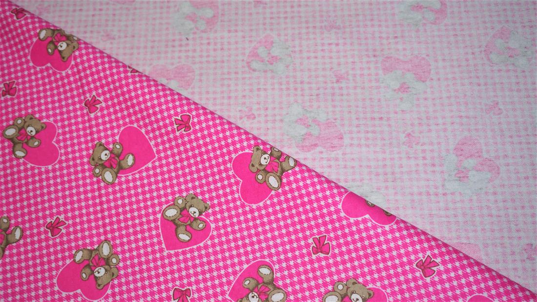 Pink Printed Cotton Bears Winceyette