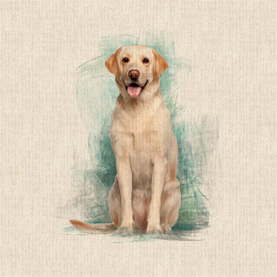 Natural Digital Print Linen Labrador Panel