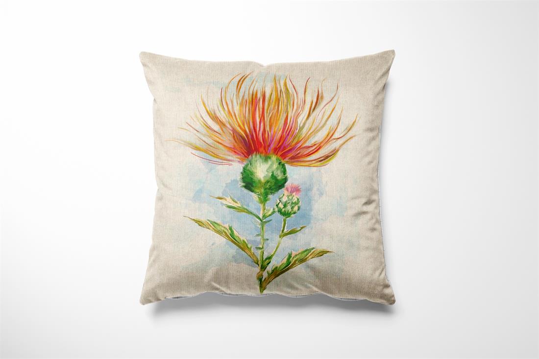 Natural Digital Print Linen Highland Thistle Panels