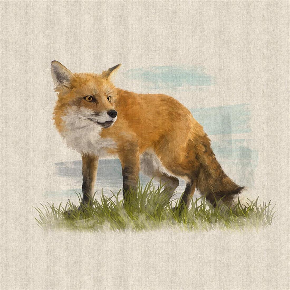 Natural Digital Print Linen Fox Panels