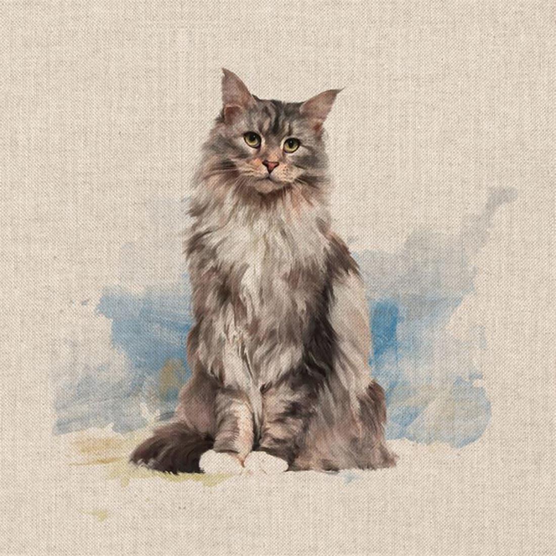 Natural Digital Print Linen Cat Panels