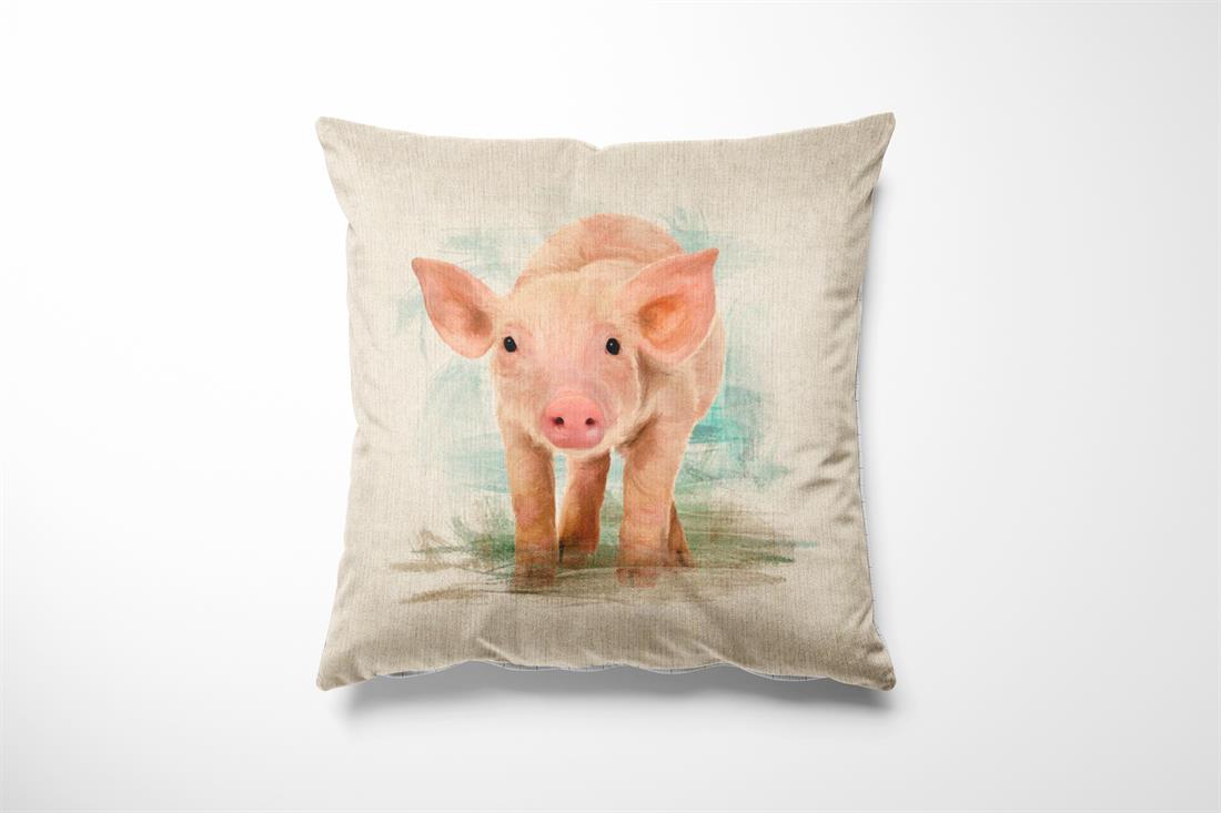 Natural Digital Print Linen Piglet Panels