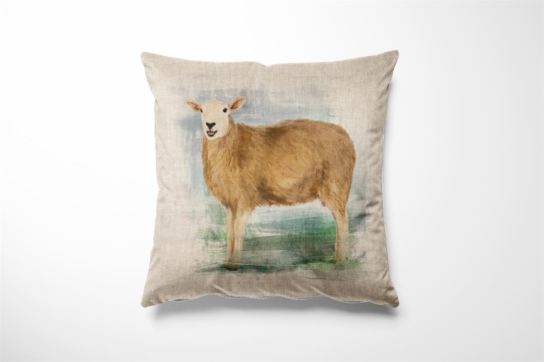 Natural Digital Print Linen Farm Sheep Panel