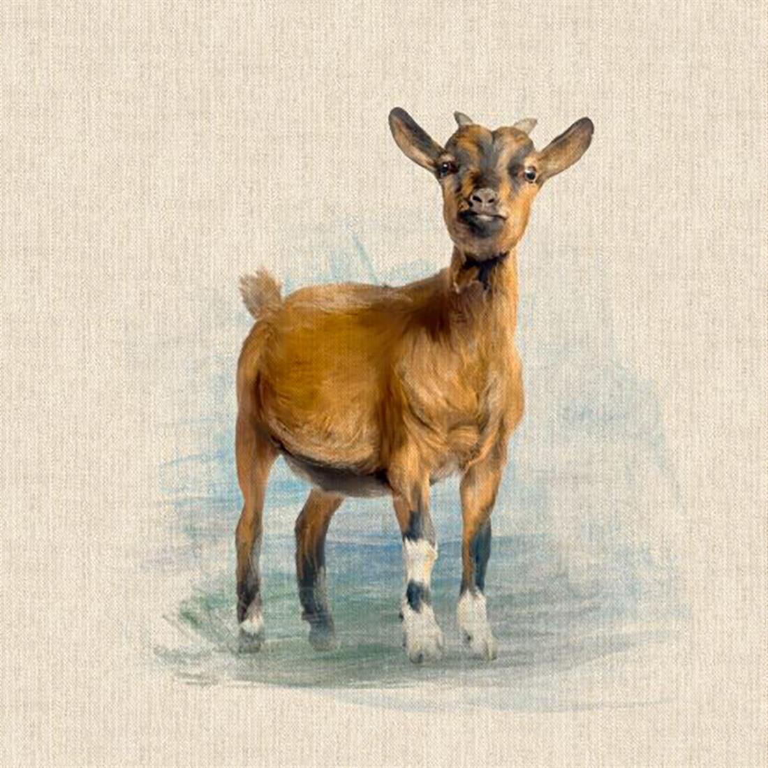 Natural Digital Print Linen Goat Panel