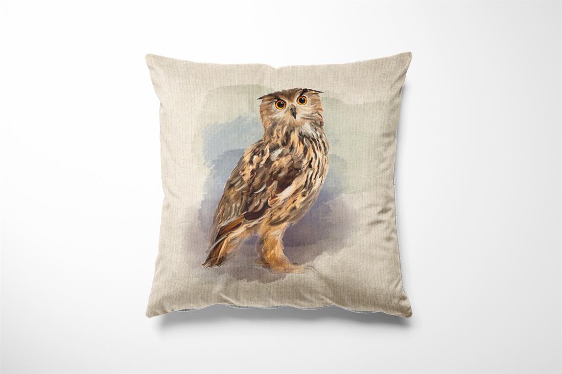 Natural Digital Print Linen Owl Panel