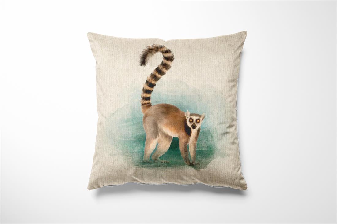 Natural Digital Print Linen Lemur Panel