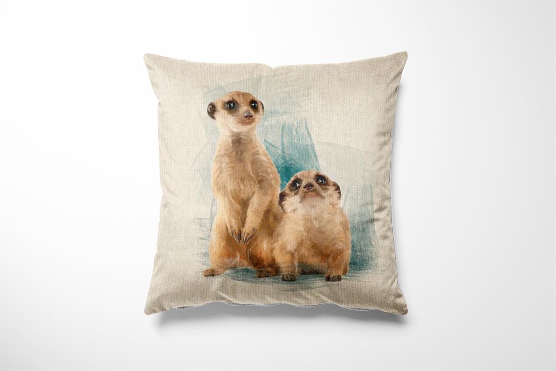 Natural Digital Print Linen Meerkat Panel