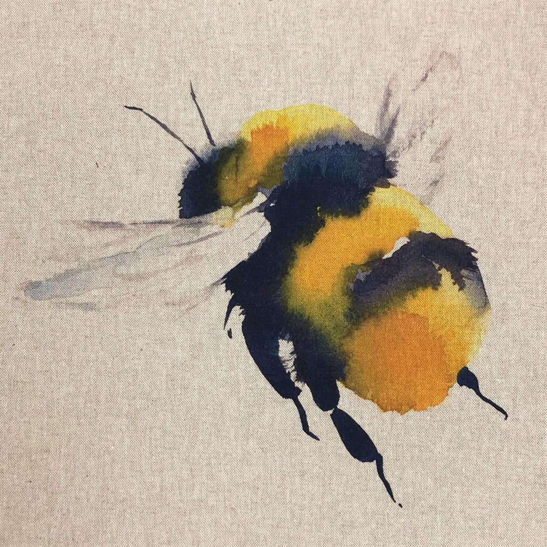 Natural Digital Print Linen Queen Bee Panel