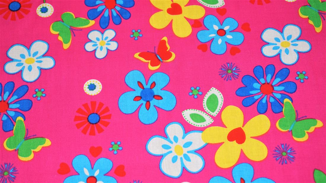 Cerise Cotton Floral Fabrics