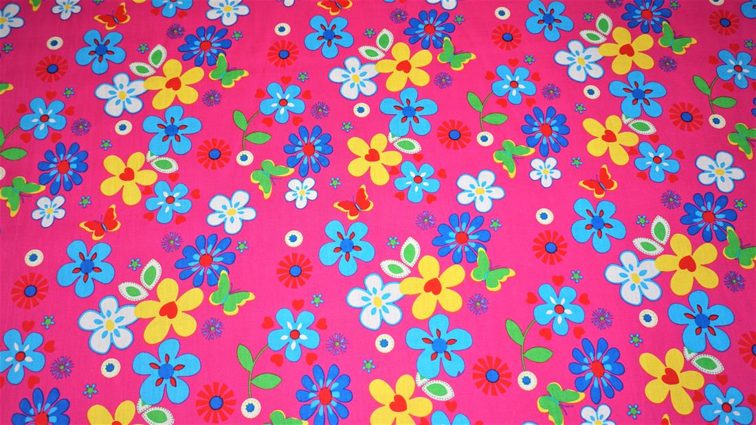 Cerise Cotton Floral Fabrics
