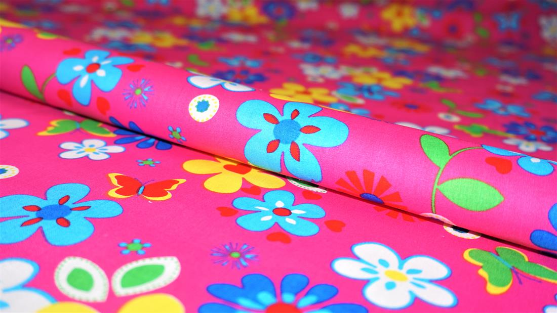 Cerise Cotton Floral Fabrics