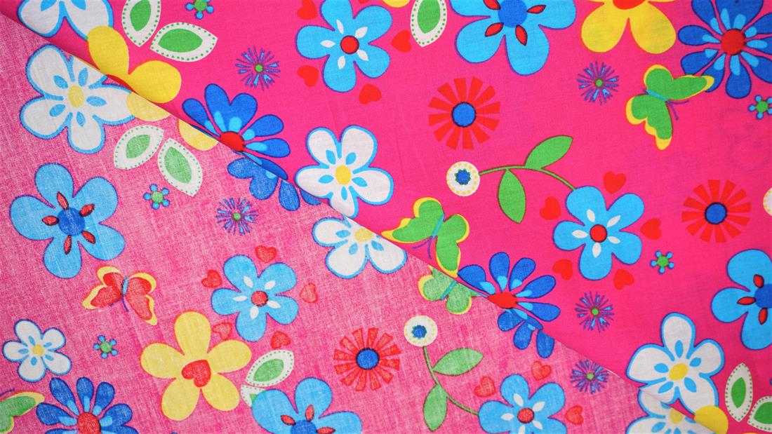 Cerise Cotton Floral Fabrics
