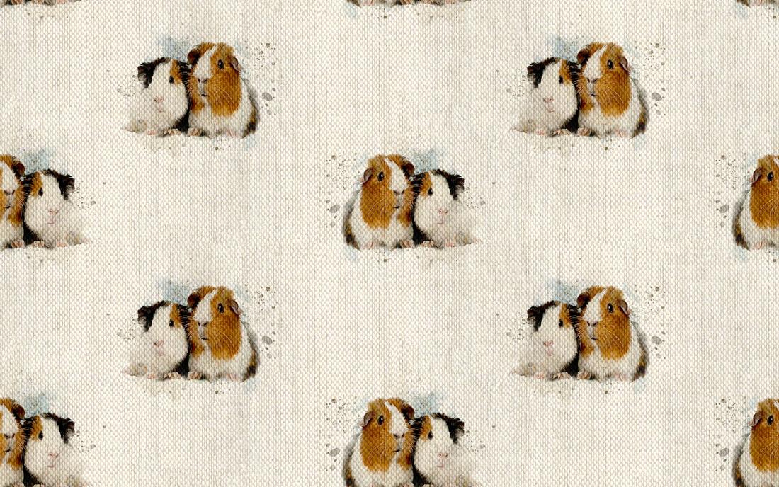 Natural Digital Print Linen Hamster All Over