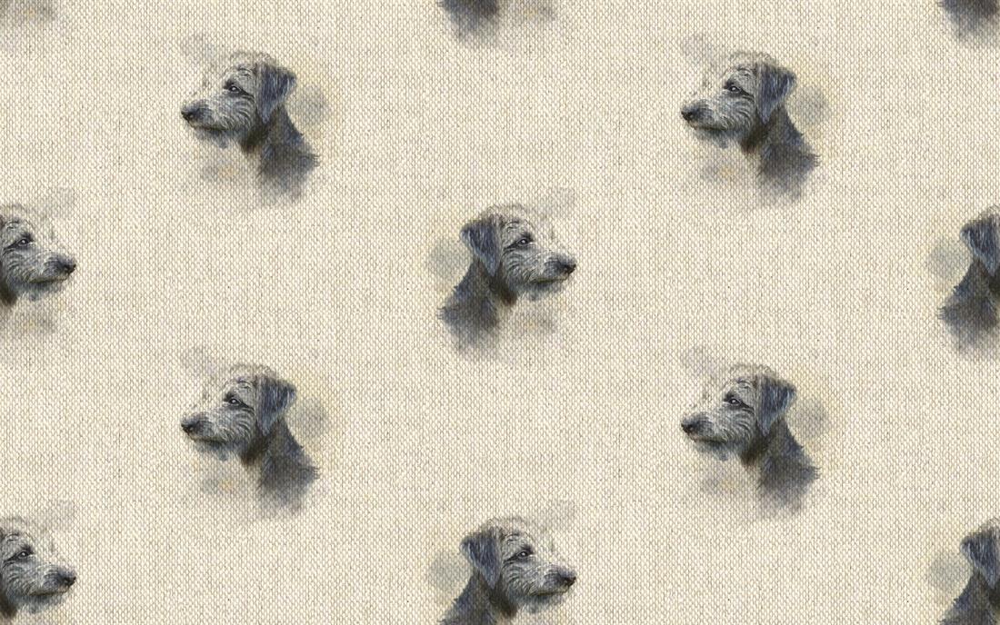 Natural Digital Print Linen Bedlington Whippet Dog All Over