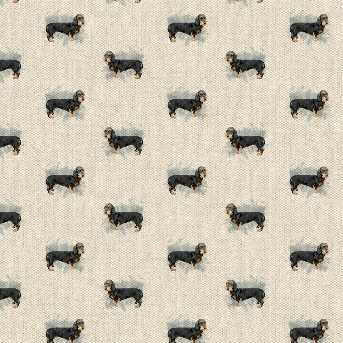 Natural Digital Print Linen Beddlington Terrier