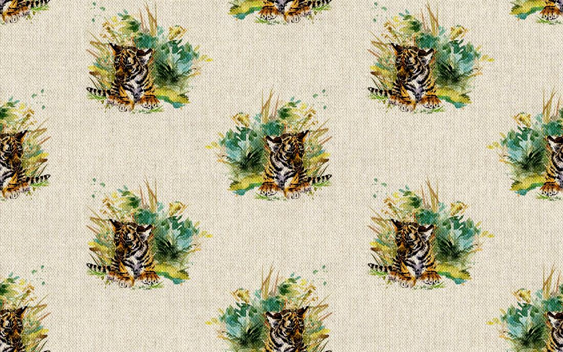 Natural Digital Print Linen Siberian Tiger All Over