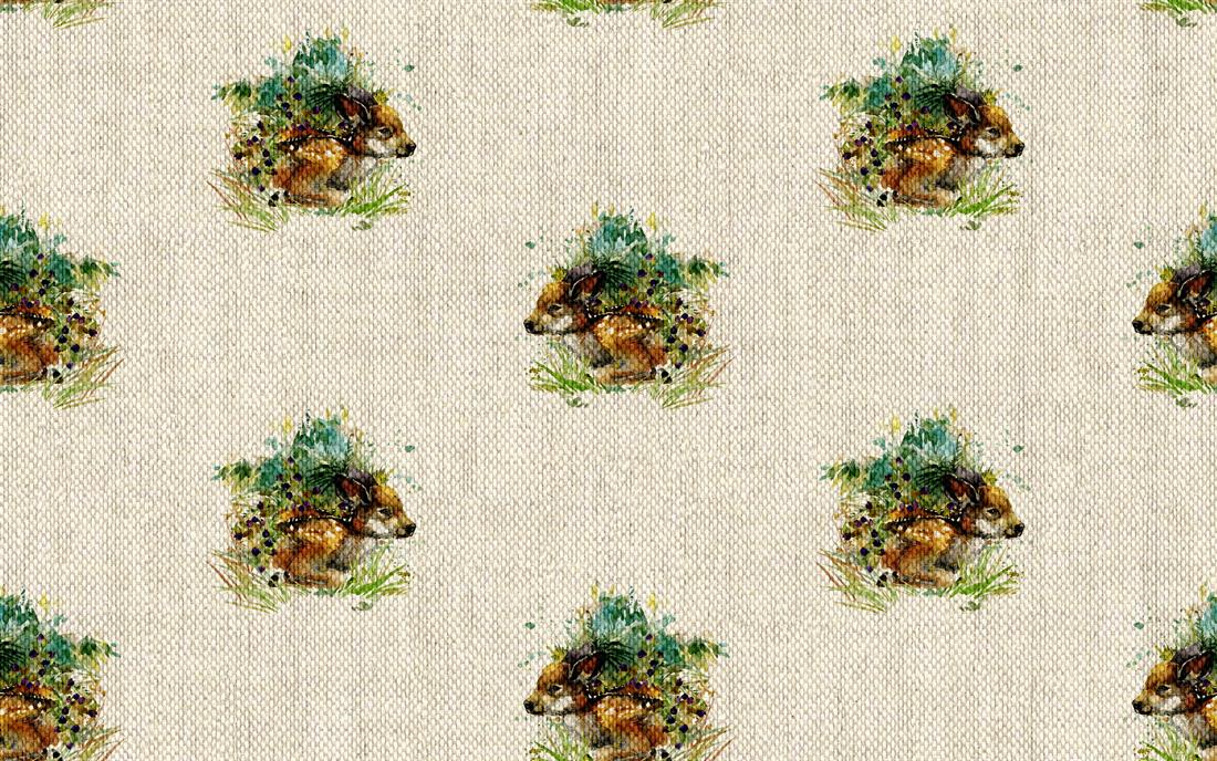 Natural Digital Print Linen Eastern Cottontail All Over
