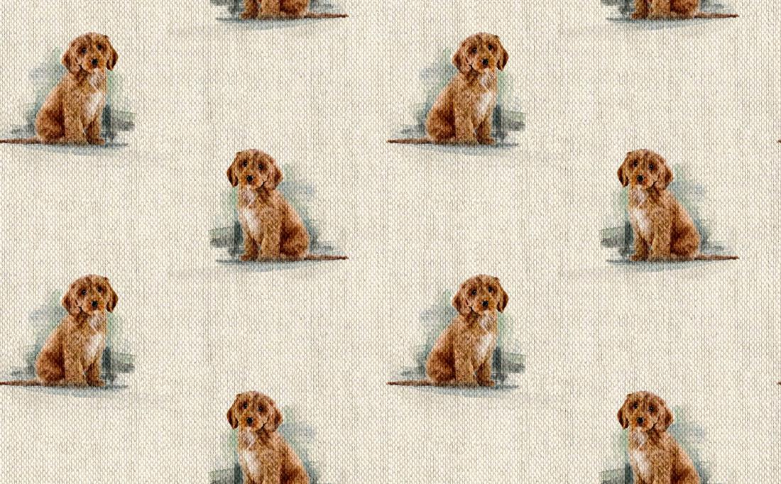 Natural Digital Print Linen Labradoole