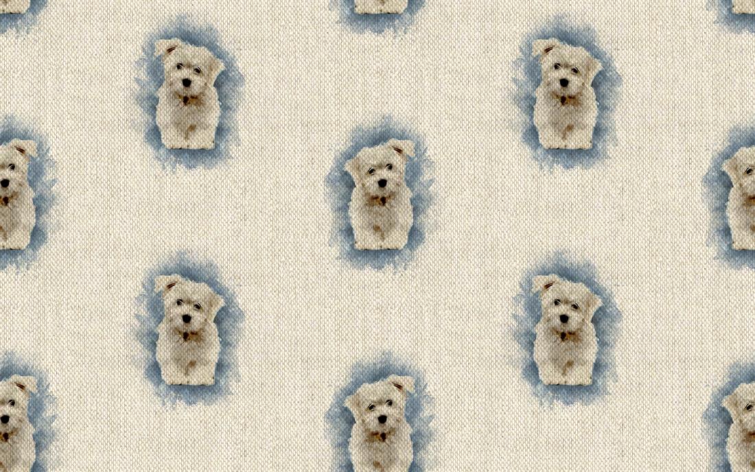 Natural Digital Print Linen Westiepoo
