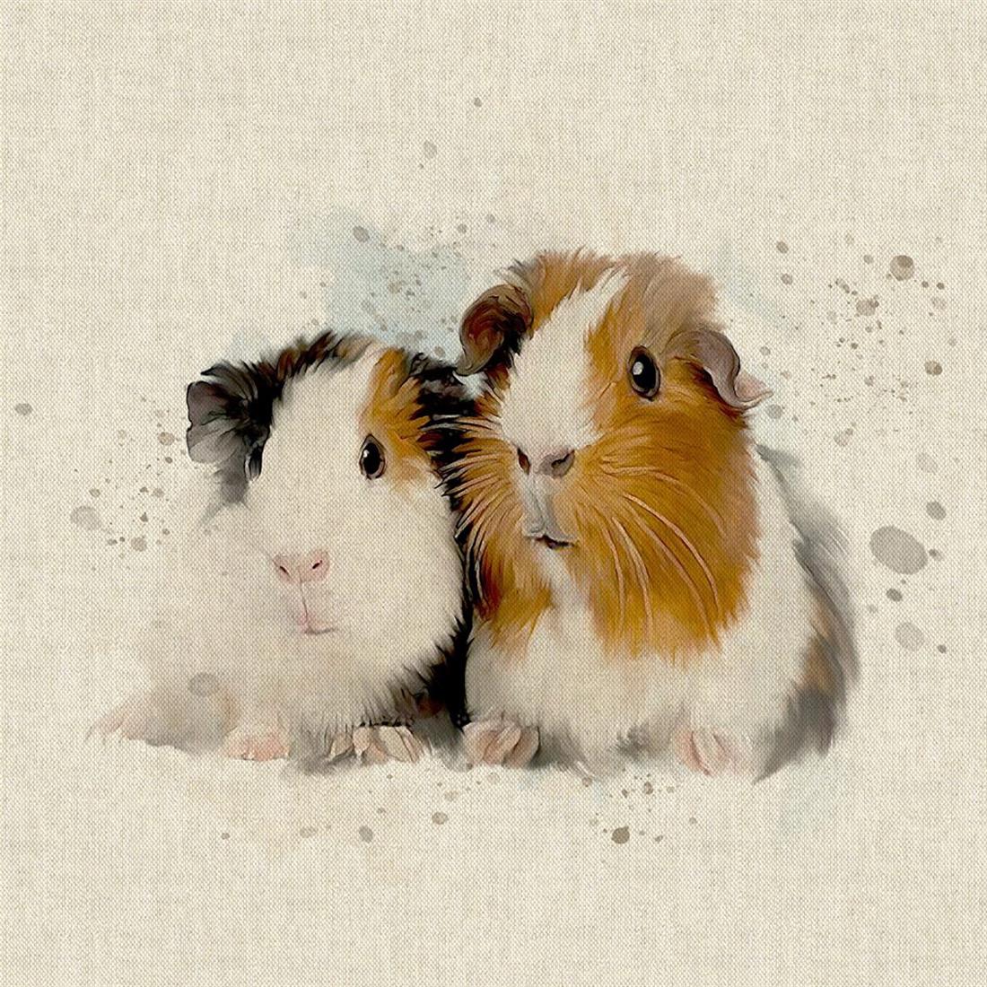 Natural Digital Print Linen Guinea Pigs