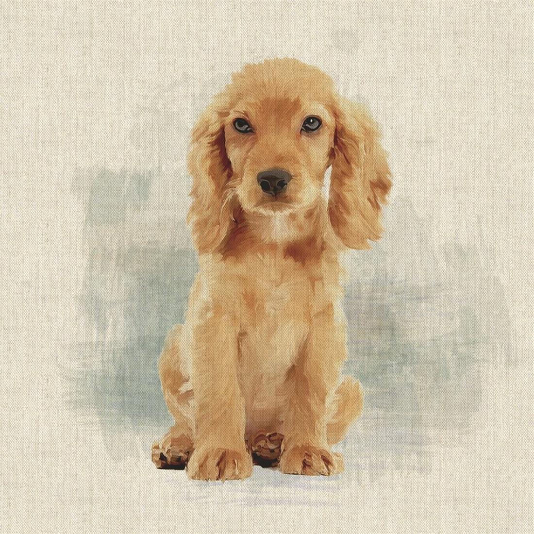 Natural Digital Print Linen Working Cocker Spaniel
