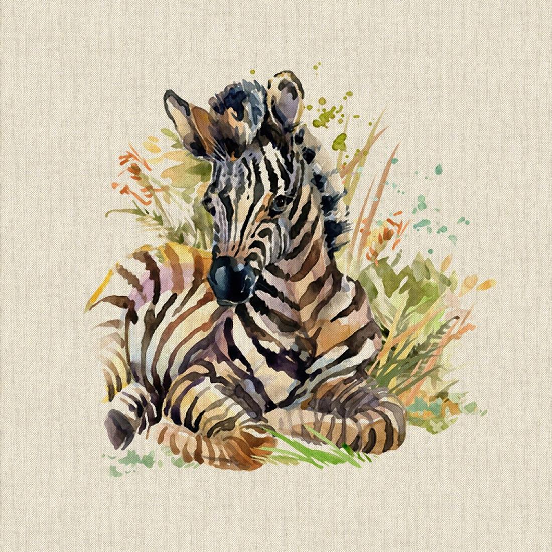 Natural Digital Print Linen African Zebra Panels