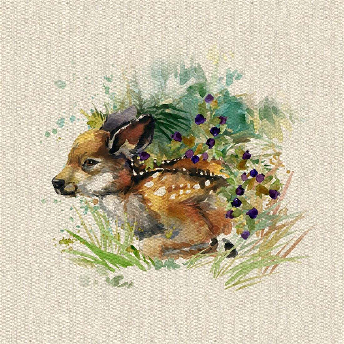 Natural Digital Print Linen Eastern Cottontail Panel