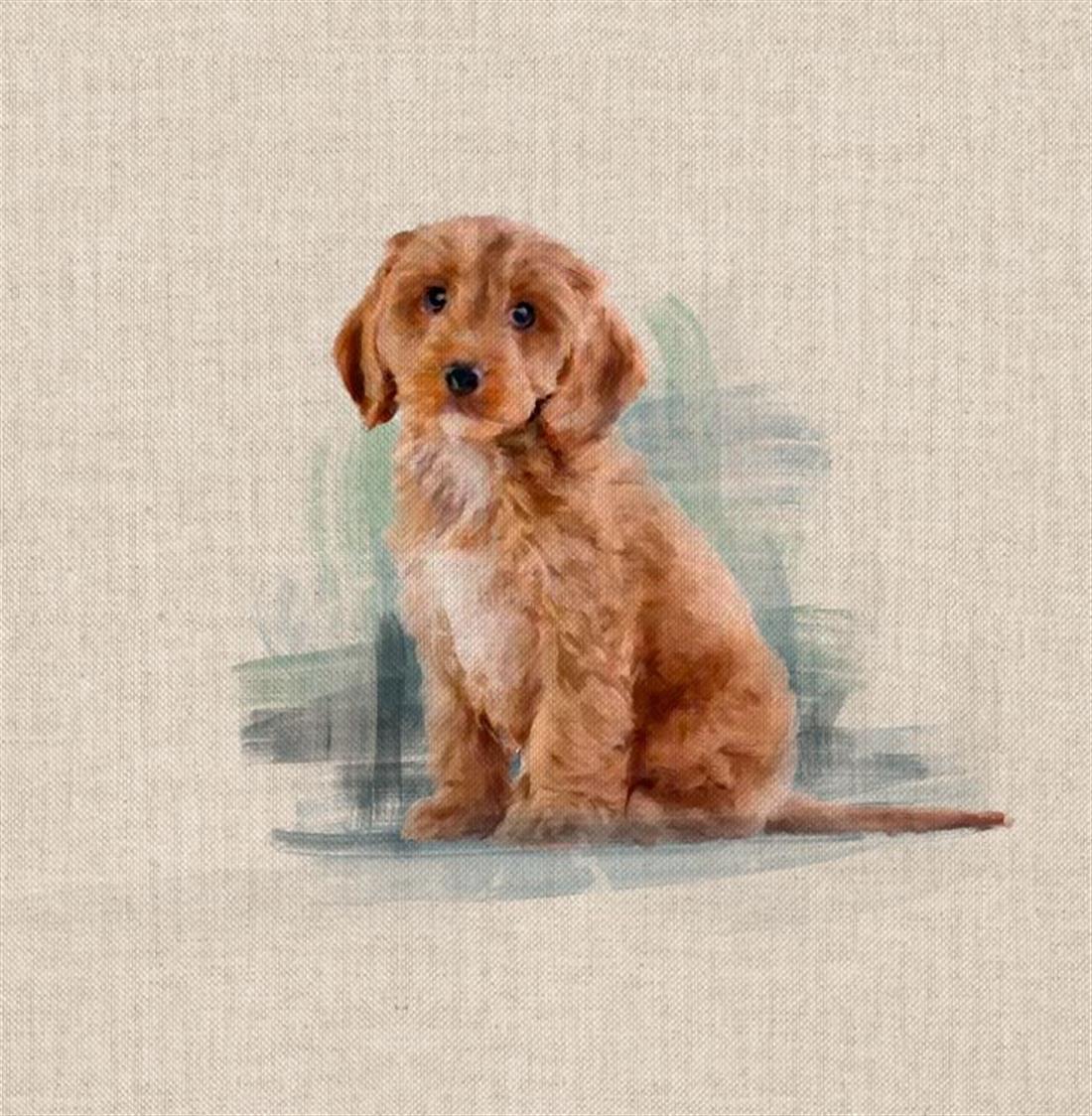 Natural Digital Print Linen Labradoole