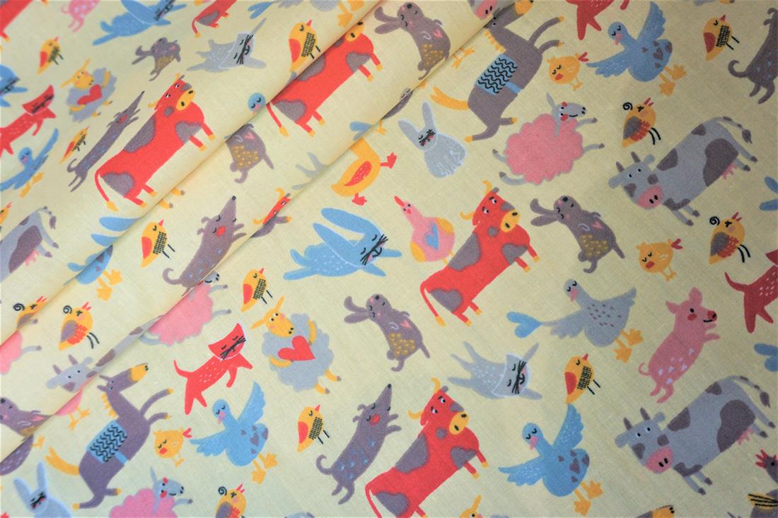 Cream Cotton Printed Poly Cottons