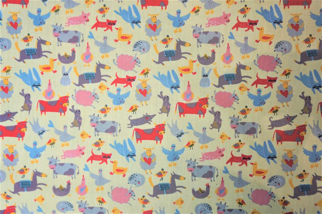 Cream Cotton Printed Poly Cottons