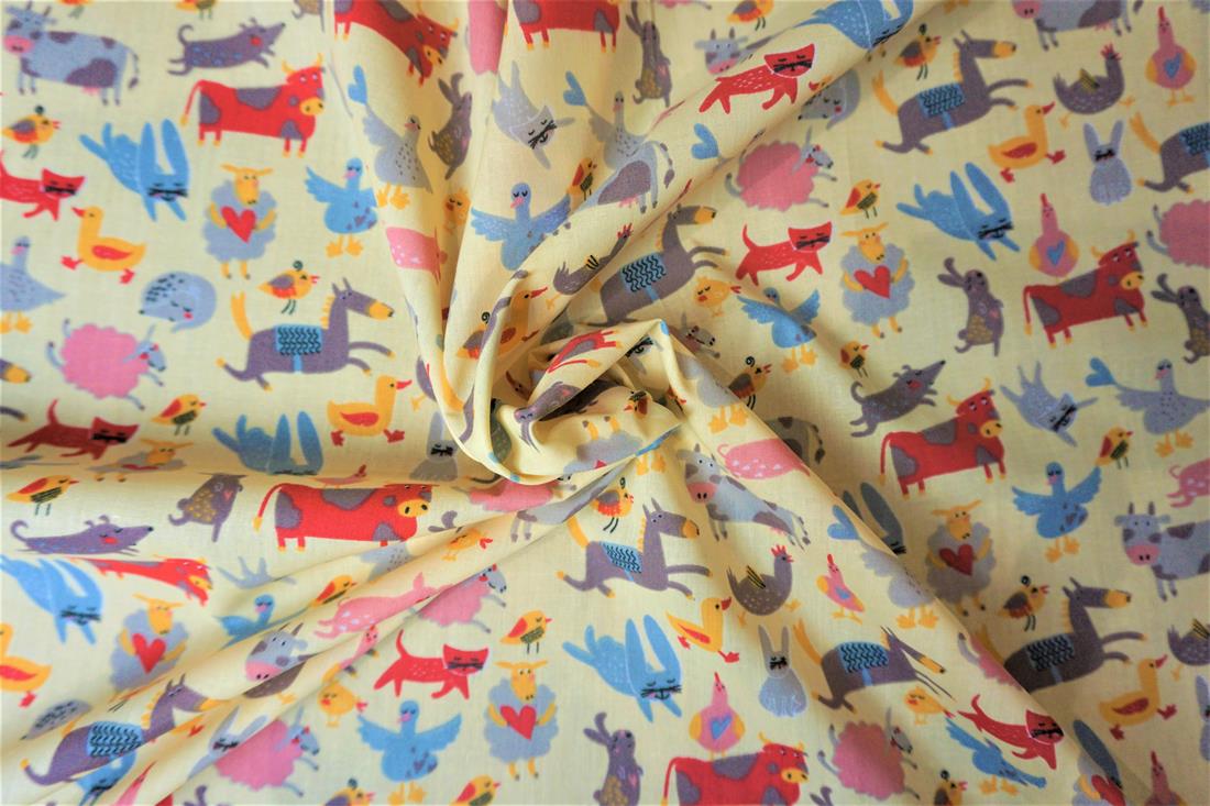 Cream Cotton Printed Poly Cottons