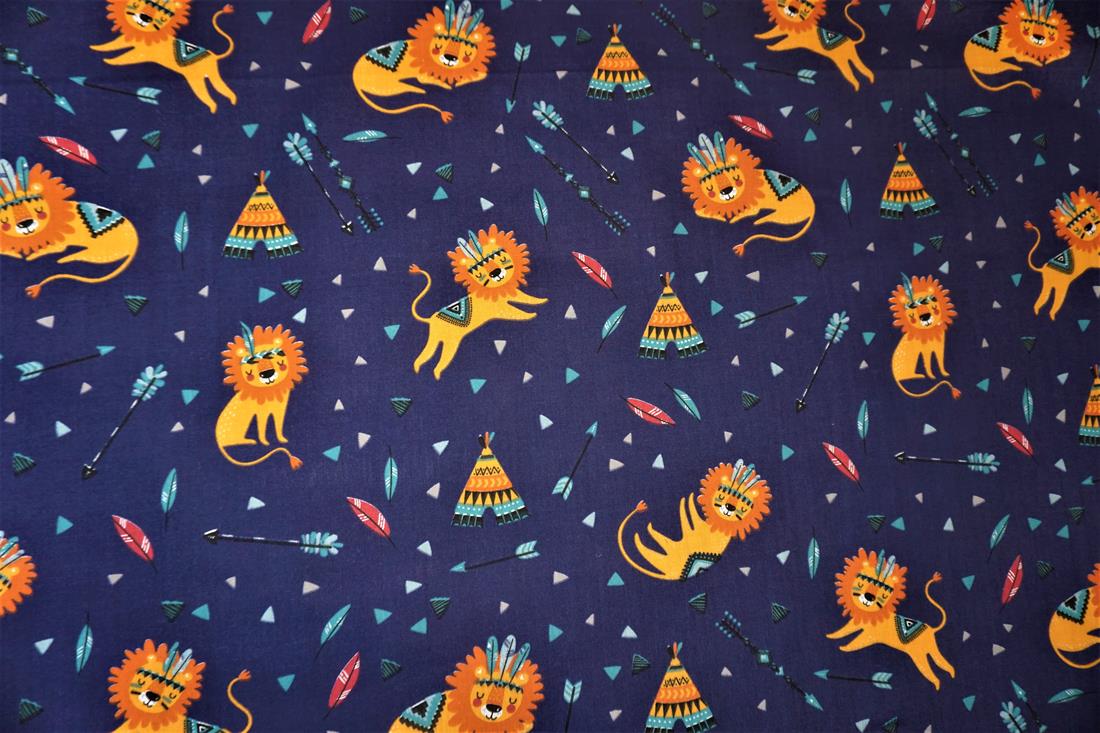 Denim Blue Cotton Printed Poly Cottons