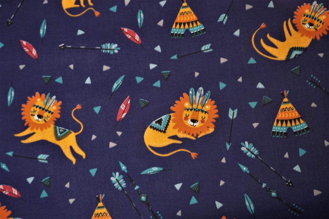Denim Blue Cotton Printed Poly Cottons