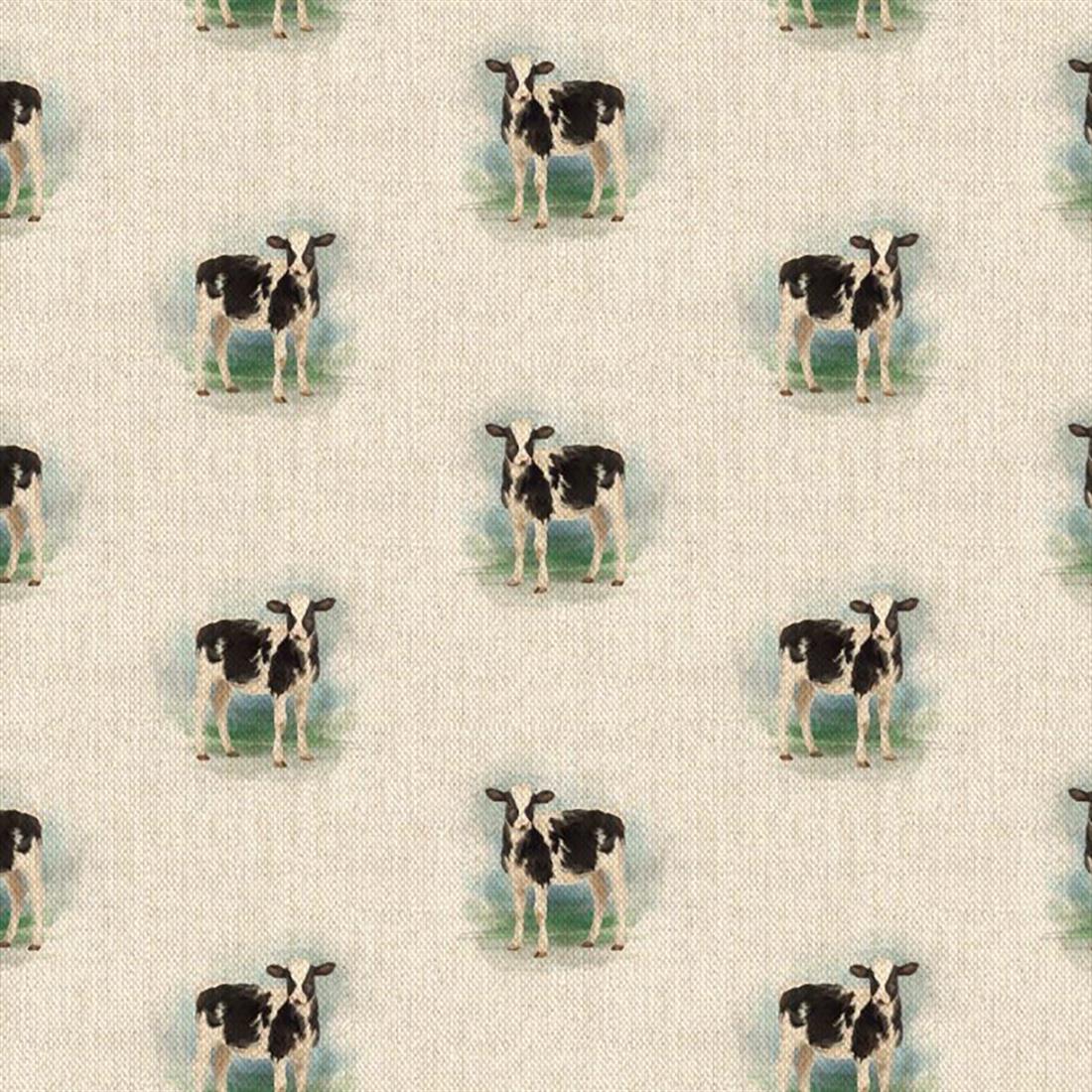 Natural Digital Print Linen Cow All Over