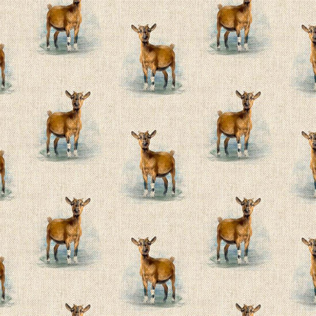 Natural Digital Print Linen Goat All Over