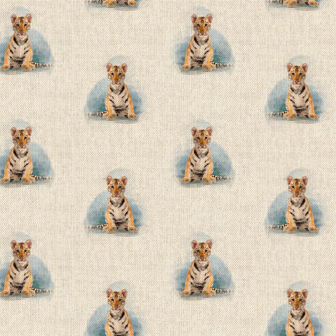 Natural Digital Print Linen Tiger Cub All Over