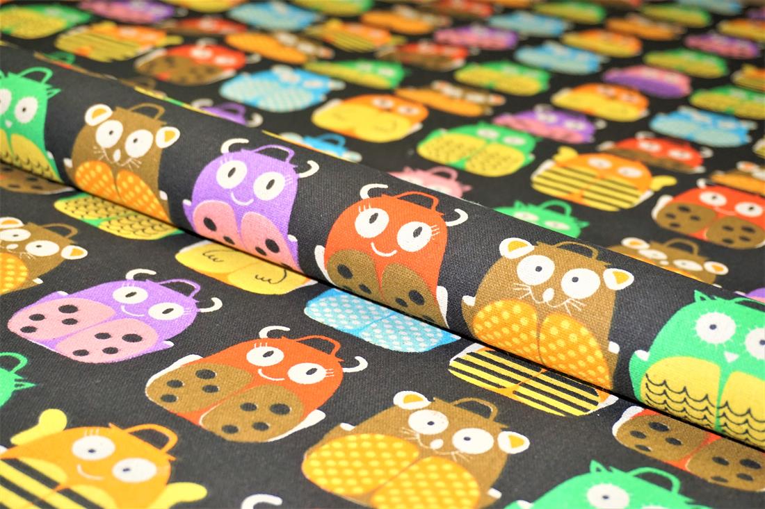 Black Cotton Printed Canvas Fabric