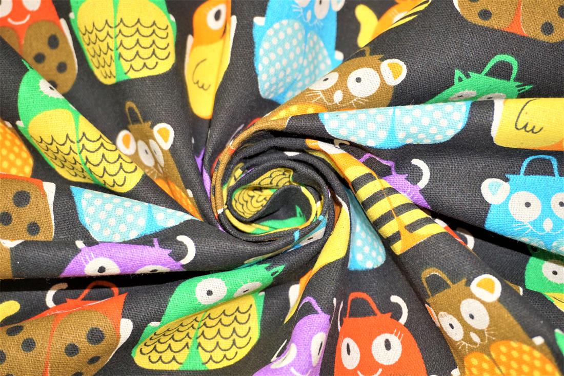 Black Cotton Printed Canvas Fabric