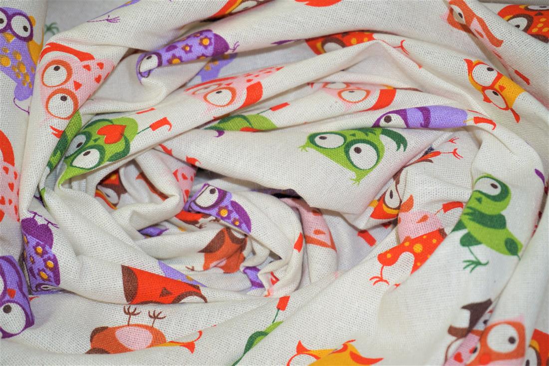 White Owls - - Quality Cotton Linen Fabric Upholstery Furnishing