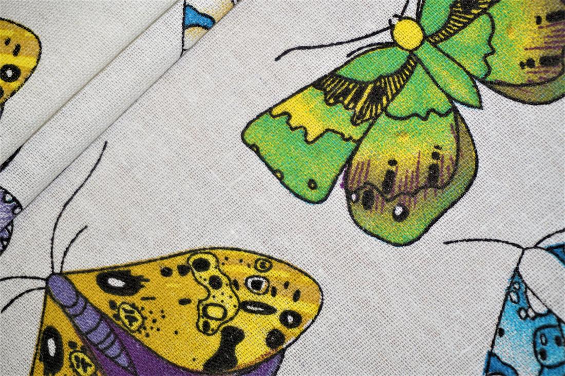 White Cotton Printed Canvas Fabric