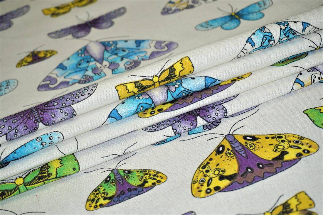 White Cotton Printed Canvas Fabric