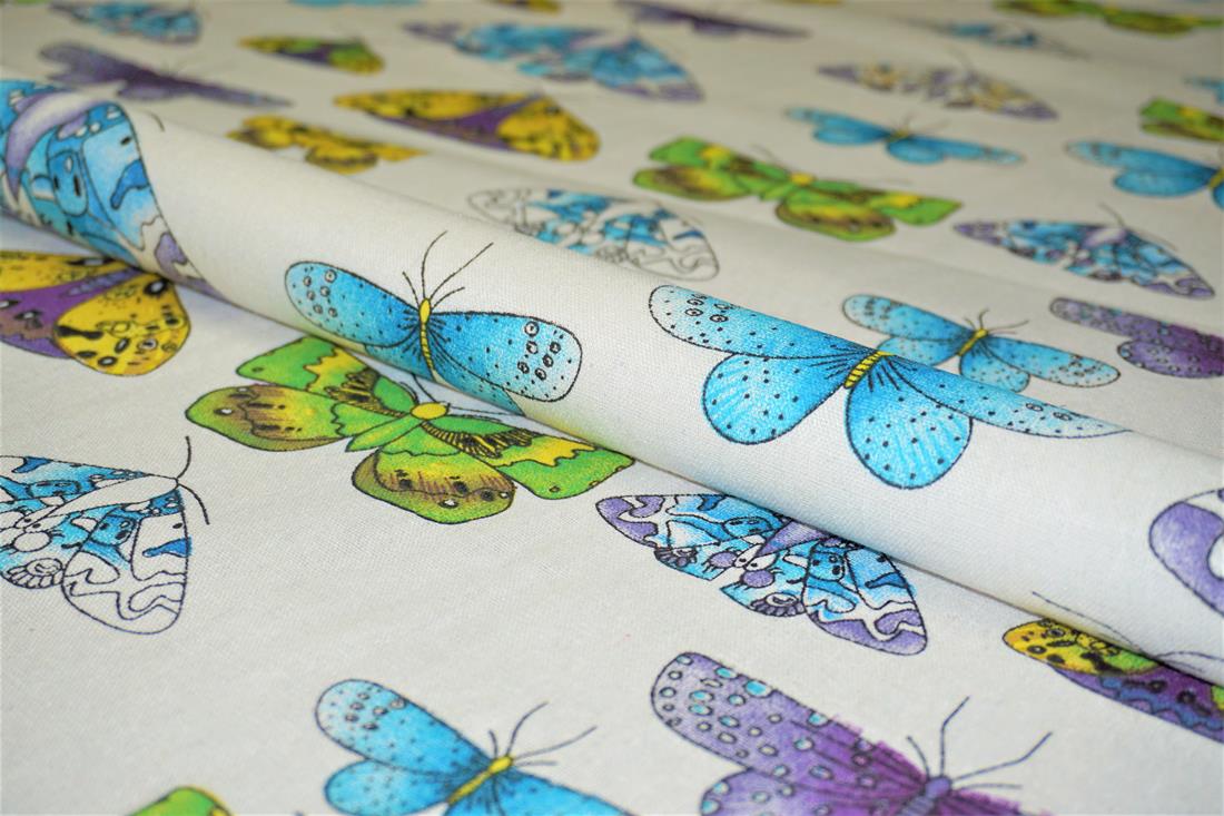 White Cotton Printed Canvas Fabric